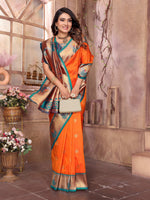 Thumbnail for Sonakshi Women's Fenta Paithani Silk Zari Woven Traditional Saree with Blouse