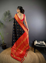 Thumbnail for Sonakshi Women's Black Soft Silk Zari Woven Traditional Saree with Blouse