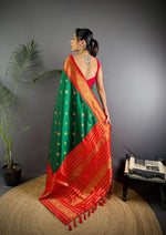 Thumbnail for Sonakshi Women's Green Soft Silk Zari Woven Traditional Saree with Blouse