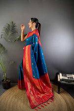 Thumbnail for Sonakshi Women's Morepeach Soft Silk Zari Woven Traditional Saree with Blouse