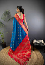 Thumbnail for Sonakshi Women's Morepeach Soft Silk Zari Woven Traditional Saree with Blouse