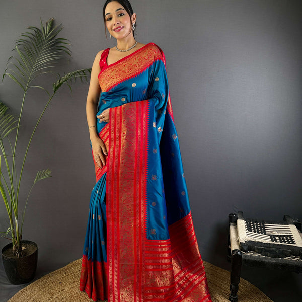 Sonakshi Women's Morepeach Soft Silk Zari Woven Traditional Saree with Blouse - Distacart