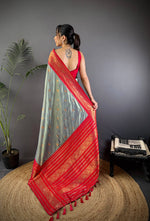 Thumbnail for Sonakshi Women's Silver Soft Silk Zari Woven Traditional Saree with Blouse