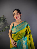 Thumbnail for Sonakshi Women's Parrot Soft Silk Zari Woven Traditional Saree with Blouse
