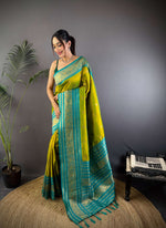 Thumbnail for Sonakshi Women's Parrot Soft Silk Zari Woven Traditional Saree with Blouse
