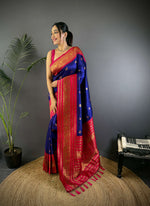 Thumbnail for Sonakshi Women's Royal Blue Soft Silk Zari Woven Traditional Saree with Blouse