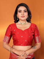 Thumbnail for Sonakshi Women's Black Banarasi Silk Zari Woven Traditional Saree with Blouse