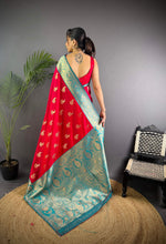 Thumbnail for Sonakshi Women's Maharani Banarasi Silk Zari Woven Traditional Saree with Blouse