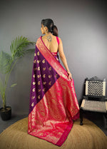 Thumbnail for Sonakshi Women's Jamli Banarasi Silk Zari Woven Traditional Saree with Blouse