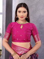 Thumbnail for Sonakshi Women's Purple Banarasi Silk Zari Woven Traditional Saree with Blouse