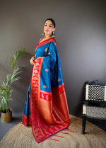 Thumbnail for Sonakshi Women's Morepeach Banarasi Silk Zari Woven Traditional Saree with Blouse