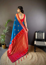 Thumbnail for Sonakshi Women's Morepeach Banarasi Silk Zari Woven Traditional Saree with Blouse