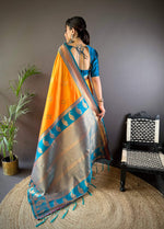 Thumbnail for Sonakshi Women's Yellow Banarasi Silk Zari Woven Traditional Saree with Blouse
