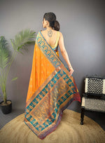 Thumbnail for Sonakshi Women's Morepeech Banarasi Silk Zari Woven Traditional Saree with Blouse