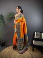 Thumbnail for Sonakshi Women's Morepeech Banarasi Silk Zari Woven Traditional Saree with Blouse