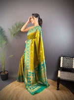 Thumbnail for Sonakshi Women's Mehendi Banarasi Silk Zari Woven Traditional Saree with Blouse
