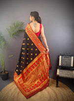 Thumbnail for Sonakshi Women's Black Banarasi Silk Zari Woven Traditional Saree with Blouse