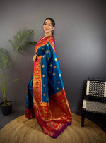 Thumbnail for Sonakshi Women's Morepeach Banarasi Silk Zari Woven Traditional Saree with Blouse