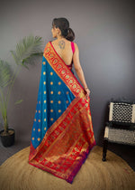 Thumbnail for Sonakshi Women's Morepeach Banarasi Silk Zari Woven Traditional Saree with Blouse