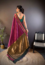 Thumbnail for Sonakshi Women's Wine Banarasi Silk Zari Woven Traditional Saree with Blouse