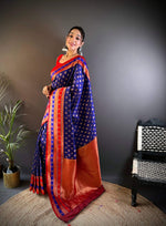 Thumbnail for Sonakshi Women's Royal Blue Banarasi Silk Zari Woven Traditional Saree with Blouse