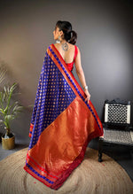 Thumbnail for Sonakshi Women's Royal Blue Banarasi Silk Zari Woven Traditional Saree with Blouse