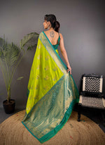 Thumbnail for Sonakshi Women's Parrot Banarasi Silk Zari Woven Traditional Saree with Blouse
