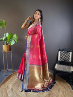 Thumbnail for Sonakshi Women's Maharani Banarasi Silk Zari Woven Traditional Saree with Blouse