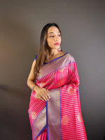 Thumbnail for Sonakshi Women's Maharani Banarasi Silk Zari Woven Traditional Saree with Blouse