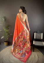 Thumbnail for Sonakshi Women's Fenta Paithani Silk Zari Woven Traditional Saree with Blouse