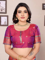 Thumbnail for Sonakshi Women's Morepeach Banarasi Silk Zari Woven Traditional Saree with Blouse