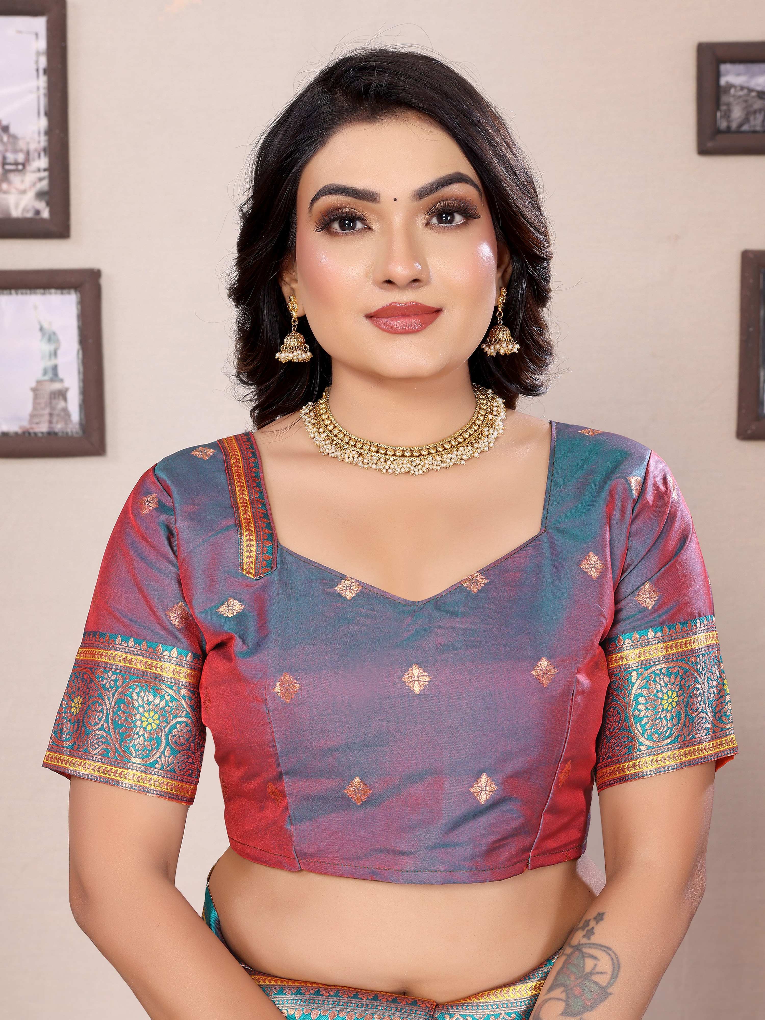 Sonakshi Women's Fenta Banarasi Silk Zari Woven Traditional Saree with Blouse