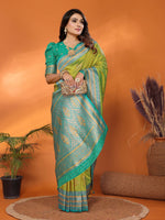 Thumbnail for Sonakshi Women's Parrot Banarasi Silk Zari Woven Traditional Saree with Blouse