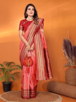 Thumbnail for Sonakshi Women's Pink Banarasi Silk Zari Woven Traditional Saree with Blouse