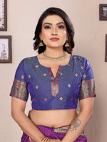 Thumbnail for Sonakshi Women's Purple Banarasi Silk Zari Woven Traditional Saree with Blouse