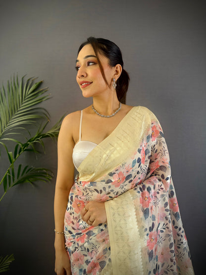 Sonakshi Women's Chandan Blend Silk Jacquard Woven Traditional Saree with Blouse - Distacart