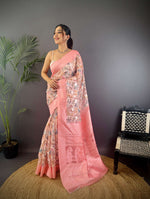 Thumbnail for Sonakshi Women's Peach Blend Silk Jacquard Woven Traditional Saree with Blouse
