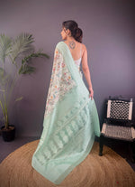 Thumbnail for Sonakshi Women's Sky Blend Silk Jacquard Woven Traditional Saree with Blouse