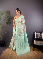 Thumbnail for Sonakshi Women's Sky Blend Silk Jacquard Woven Traditional Saree with Blouse