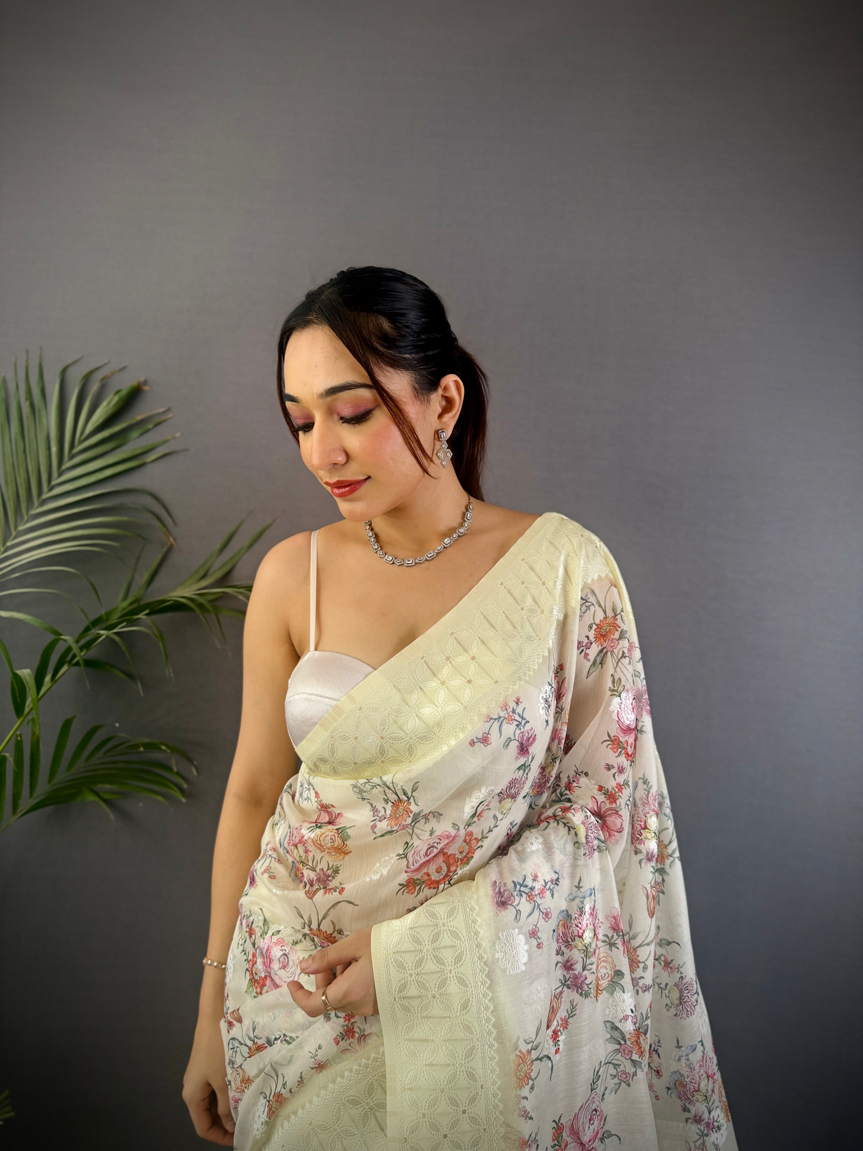 Sonakshi Women's Lemon Blend Silk Jacquard Woven Traditional Saree with Blouse