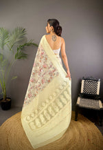 Thumbnail for Sonakshi Women's Lemon Blend Silk Jacquard Woven Traditional Saree with Blouse