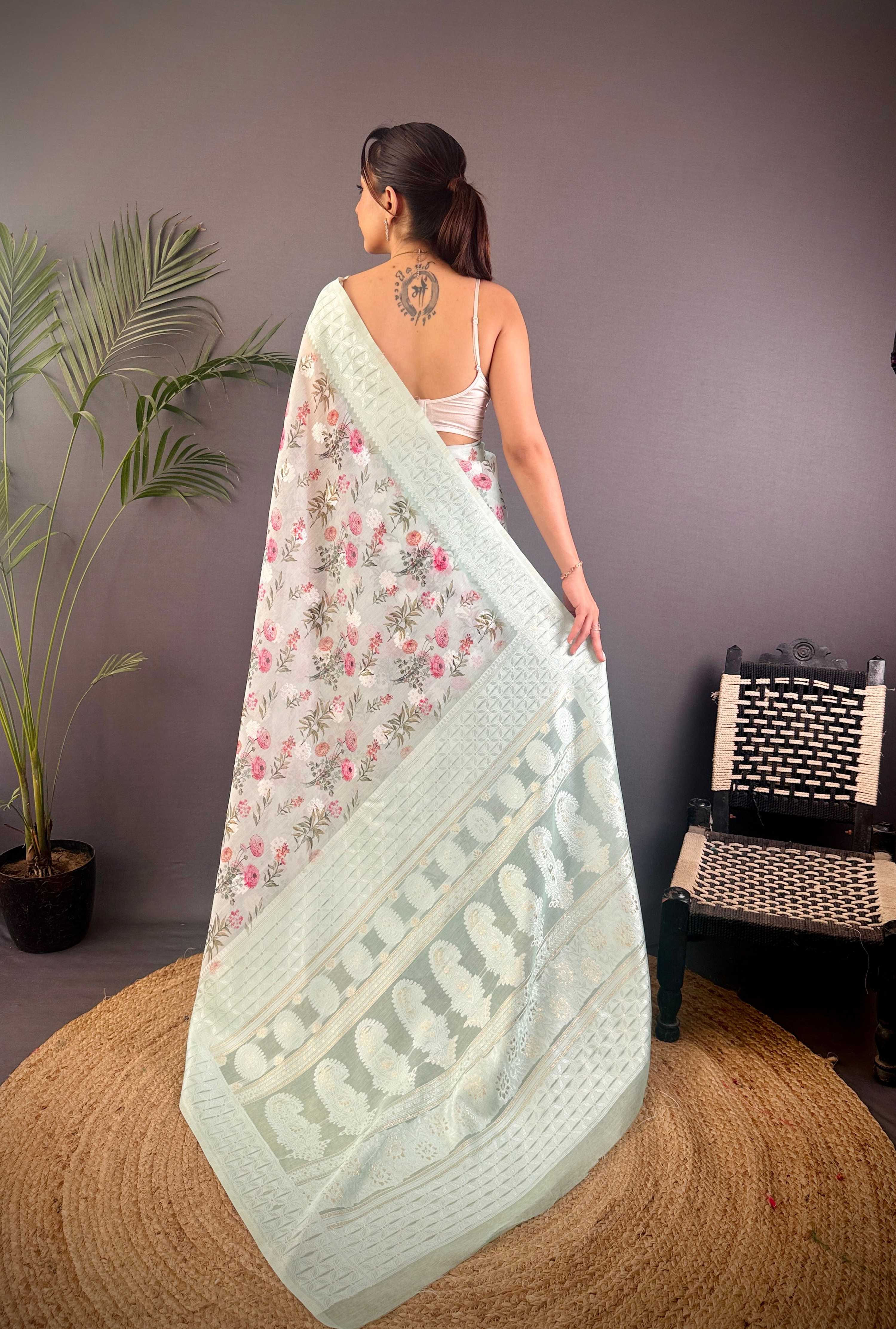 Sonakshi Women's Water Blend Silk Jacquard Woven Traditional Saree with Blouse