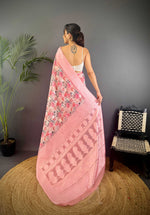Thumbnail for Sonakshi Women's Pink Blend Silk Jacquard Woven Traditional Saree with Blouse