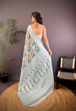 Thumbnail for Sonakshi Women's Sky Blend Silk Jacquard Woven Traditional Saree with Blouse - Distacart