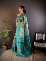 Thumbnail for Sonakshi Women's Rama Blend Silk Jacquard Woven Traditional Saree with Blouse