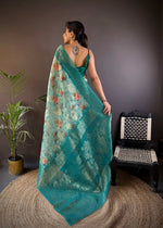 Thumbnail for Sonakshi Women's Rama Blend Silk Jacquard Woven Traditional Saree with Blouse