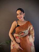 Thumbnail for Sonakshi Women's Tamba Blend Silk Jacquard Woven Traditional Saree with Blouse