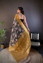 Thumbnail for Sonakshi Women's Mehendi Blend Silk Jacquard Woven Traditional Saree with Blouse