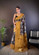 Thumbnail for Sonakshi Women's Mehendi Blend Silk Jacquard Woven Traditional Saree with Blouse