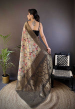 Thumbnail for Sonakshi Women's Grey Blend Silk Jacquard Woven Traditional Saree with Blouse